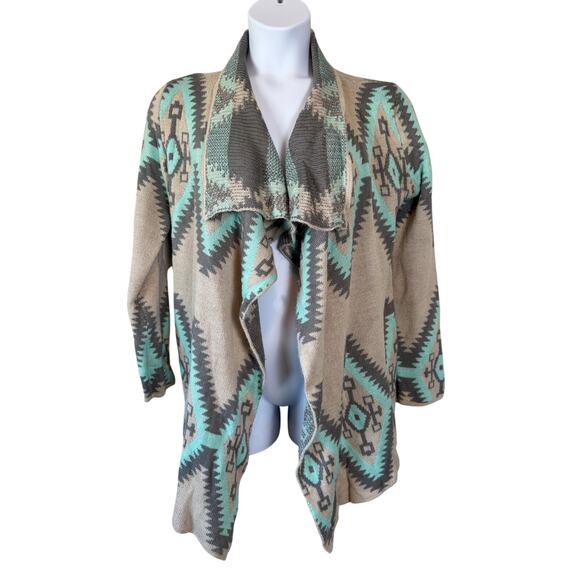 Renee C Womens Sz L Aztec Tribal Southwest Oversized Wool Mohair Knit Cardigan - Picture 2 of 9